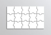 Puzzle grid with 15 pieces. Jigsaw thinking game. Vector illustration.
