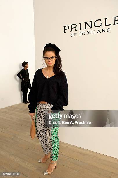 Bip Ling attends the Pringle of Scotland show at London Fashion Week Autumn/Winter 2012 at Phillips de Pury & Company on February 20, 2012 in London,...