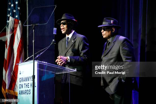 Jimmy Jam and Terry Lewis speak onstage during the GRAMMYs On The Hill Awards Dinner at The Hamilton on April 27, 2022 in Washington, DC.