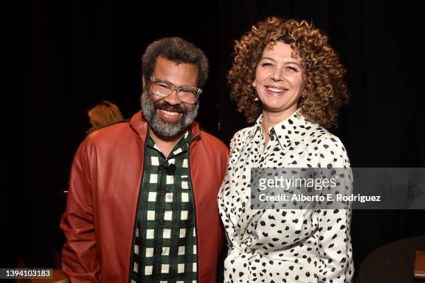 Jordan Peele and Donna Langley, Chairman, Filmed Entertainment Group attend CinemaCon 2022 - Universal Pictures and Focus Features Invites You to a...