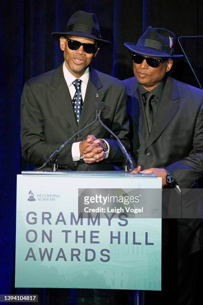 Jimmy Jam and Terry Lewis speak onstage during the GRAMMYs On The Hill Awards Dinner at The Hamilton on April 27, 2022 in Washington, DC.