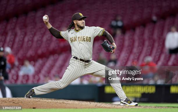 Dinelson Lamet of the San Diego Padres against the Cincinnati Reds at Great American Ball Park on April 27, 2022 in Cincinnati, Ohio.