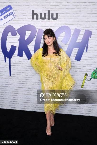 Rowan Blanchard attends the Los Angeles premiere of Hulu's Original Film "Crush" at NeueHouse Los Angeles on April 27, 2022 in Hollywood, California.