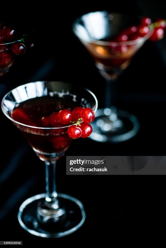 Cherry liqueur and fresh cherries