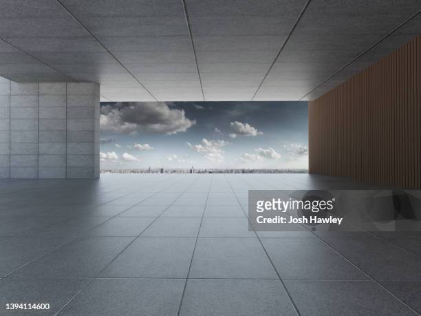 3d rendering concrete background - floor perspective stock-fotos und bilder