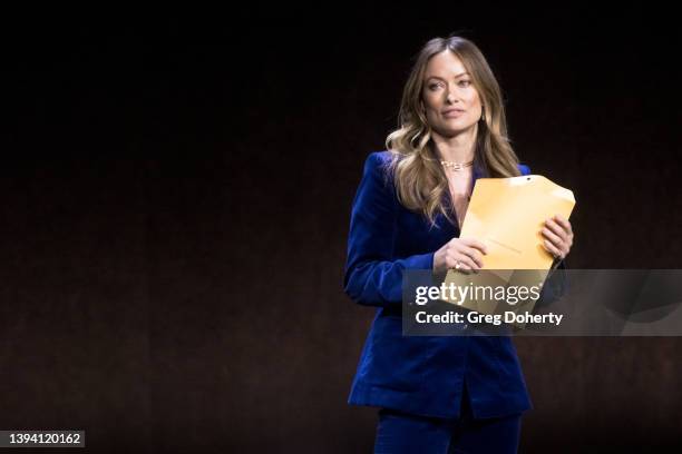 Director and actress Olivia Wilde speaks onstage during the Warner Bros. Pictures "The Big Picture" presentation during CinemaCon 2022 at Caesars...