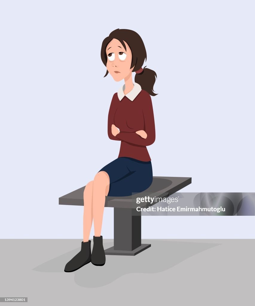 A Sad Girl Sitting Alone On Chair Characters Stock Illustraion High-Res  Vector Graphic - Getty Images