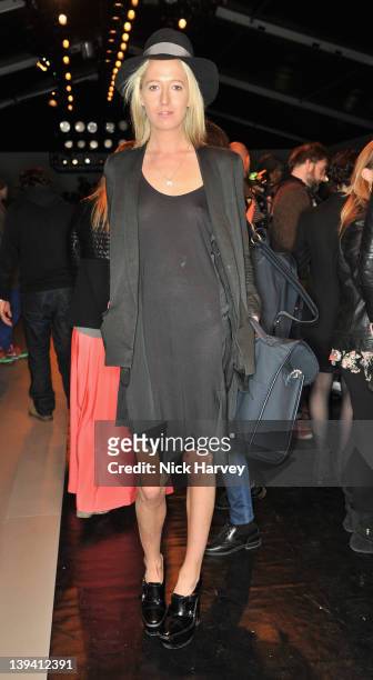 Sophia Hesketh seen on the front row at the Mark Fast Autumn/Winter 2012 show at London Fashion Week at Somerset House on February 20, 2012 in...