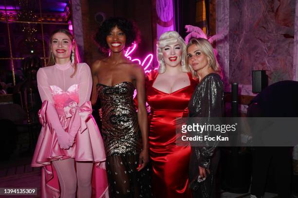 Julia Gautier, model Eleonore Bandio, burlesque artist Lolly Wish and TV presenter Marie Inbona attend "Oh Glamour!" Julia Gautier and Lolly Wish's...