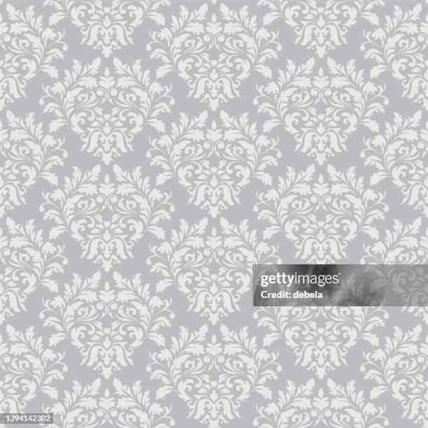 gray victorian damask luxury decorative fabric pattern - victorian wallpaper pattern stock illustrations
