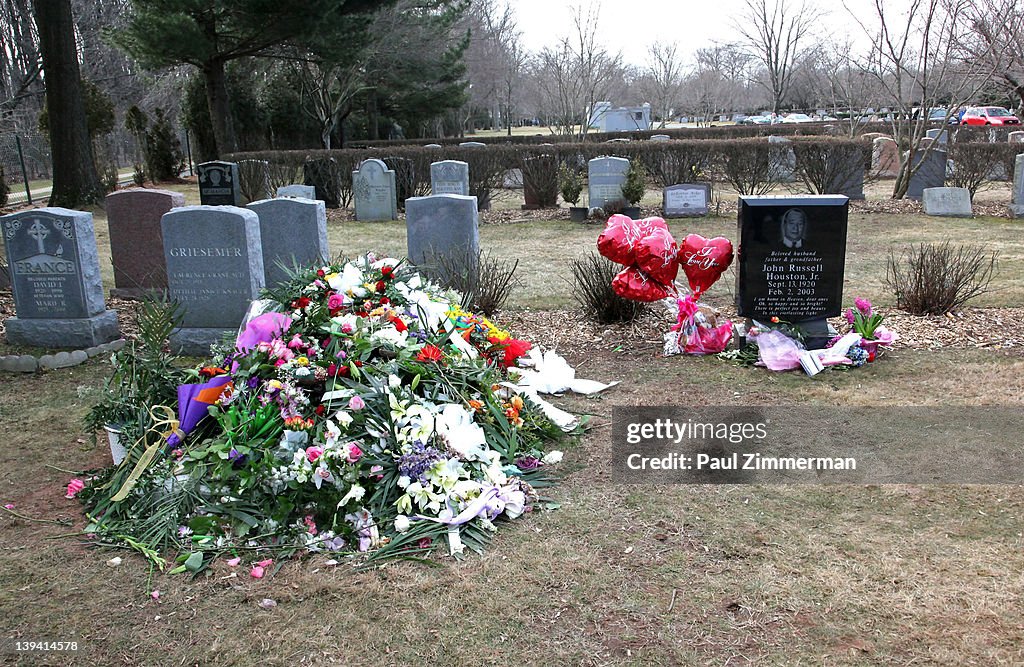 The grave site of singer Whitney Houston and her father John Russell