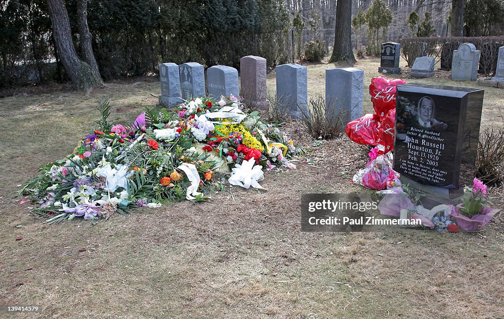 The grave site of singer Whitney Houston and her father John Russell