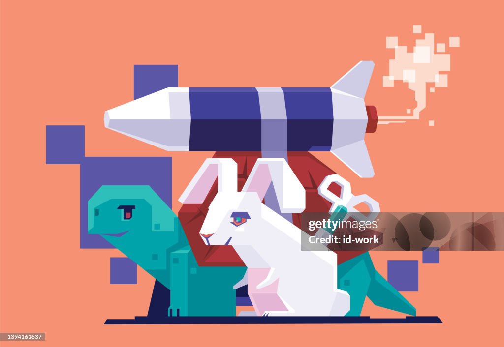 Rabbit Racing Vector Tortoise Racing Rabbit High-Res Vector Graphic - Getty Images