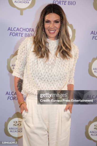Laura Matamoros poses at a photocall during the presentation of Arkofluido Alcachofa, April 28 in Madrid, Spain.