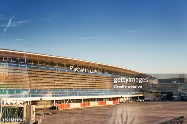 main building of airport zurich in switzerland - zurich airport stock pictures, royalty-free photos & images