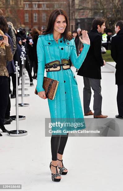 Ebru Salli arrives at the Burberry Autumn Winter 2012 Womenswear show at London Fashion Week Autumn/Winter 2012 at Kensington Gardens on February 20,...