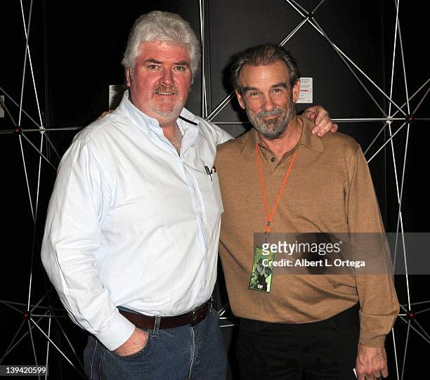 Actors Michael Talbott and John Diehl from "Miami Vice" attend the Hollywood Show held at Burbank Airport Marriott on February 11, 2012 in Burbank,...