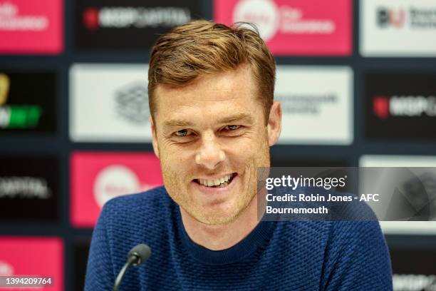 Head Coach Scott Parker of Bournemouth during a pre-match press conference at the Vitality Stadium on April 28, 2022 in Bournemouth, England.