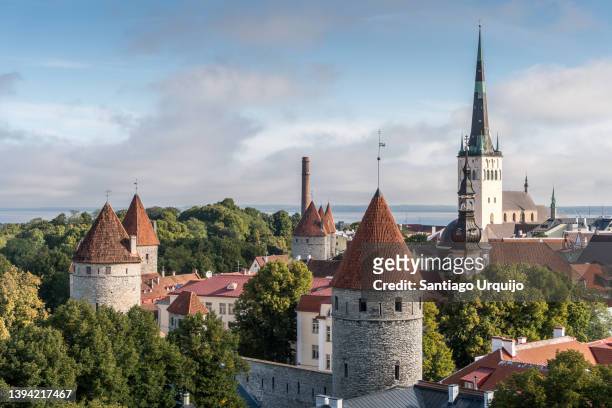 tallinn old town skyline from viewpoint - tallinn stock pictures, royalty-free photos & images