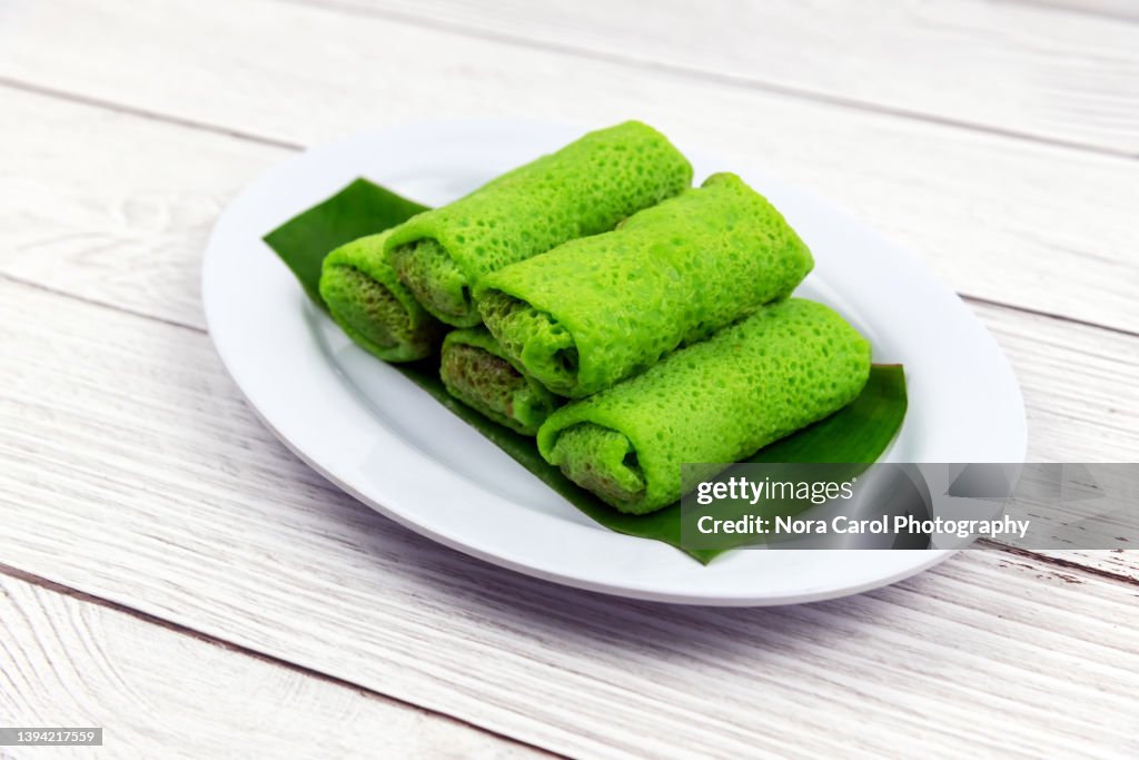 Malaysian Traditional Dessert on a Plate - Kuih Ketayap