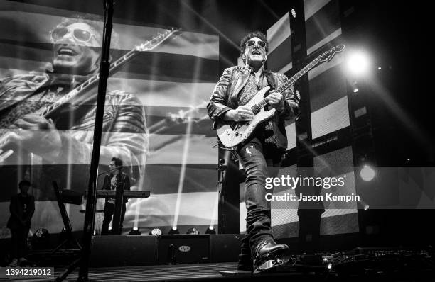 Neal Schon of Journey performs at Bridgestone Arena on April 27, 2022 in Nashville, Tennessee.