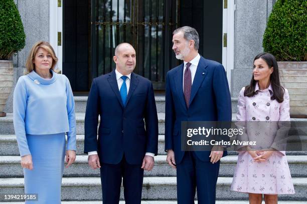 King Felipe VI of Spain and Queen Letizia of Spain receive President of Bulgaria Rumen Radev and his wife Desislava Radeva for a lunch at the...