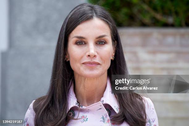 Queen Letizia of Spain receives President of Bulgaria Rumen Radev and his wife Desislava Radeva for a lunch at the Zarzuela Palace on April 28, 2022...