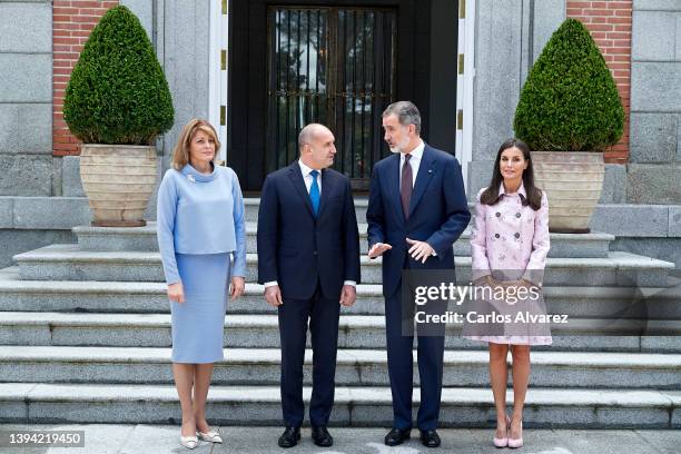 King Felipe VI of Spain and Queen Letizia of Spain receive President of Bulgaria Rumen Radev and his wife Desislava Radeva for a lunch at the...