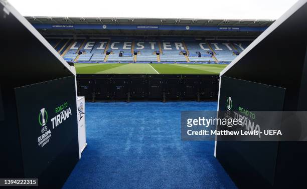 General view of The King Power Stadium ahead of the UEFA Conference League Semi Final Leg One match between Leicester City and AS Roma at The King...