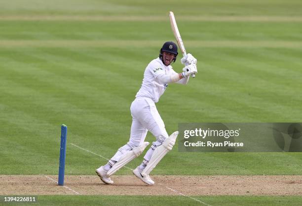 Nick Gubbins of Hampshire bats during day one of the LV= Insurance County Championship match between Hampshire and Lancashire at The Ageas Bowl on...