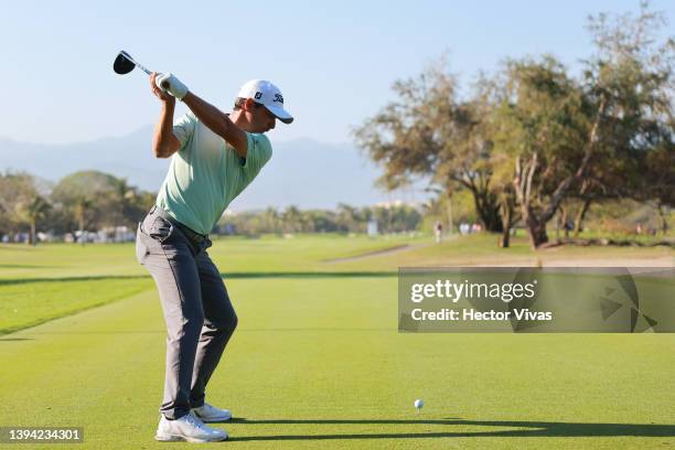 Charles Howell III of United States plays his shot from the 14th tee during the first round of the Mexico Open at Vidanta on April 28, 2022 in Puerto...