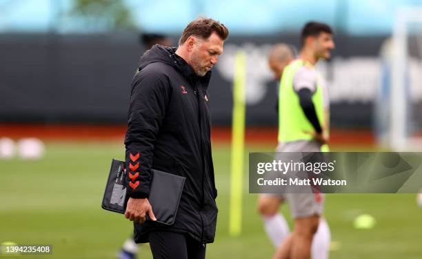 Southampton manager Ralph Hasenhüttl during a Southampton FC training session at the Staplewood Campus on April 28, 2022 in Southampton, England.