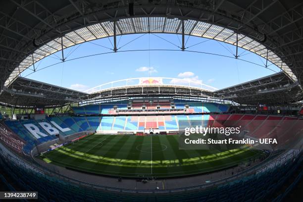 General view prior to the UEFA Europa League Semi Final Leg One match between RB Leipzig and Rangers at Football Arena Leipzig on April 28, 2022 in...