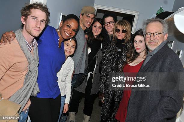 Audra McDonald, Will Swenson, Kate Capshaw and Steven Spielberg and kids pose backstage at the musical "Porgy and Bess" on Broadway at The Richard...