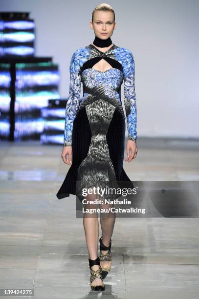 Model walks the runway at the Peter Pilotto Autumn Winter 2012 fashion show during London Fashion Week on February 20, 2012 in London, United Kingdom.