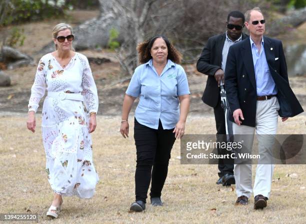 Sophie, Countess of Wessex and Prince Edward, Earl of Wessex are shown around by a member of the National Trust during a visit to Pigeon Island...