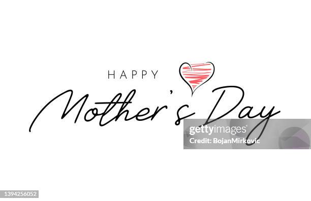 ilustrações de stock, clip art, desenhos animados e ícones de mother's day lettering card with hand drawn heart. vector - dia da mãe