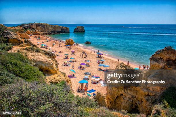 albufeira and atlantic ocean - albufeira beach stock pictures, royalty-free photos & images