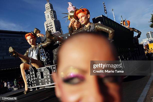 Brazilian reveler looks on during Carnival celebrations on February 20, 2012 in Rio de Janeiro, Brazil. Carnival is the grandest holiday in Brazil,...