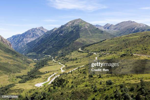 curvy road in the mountains - andorra stock pictures, royalty-free photos & images