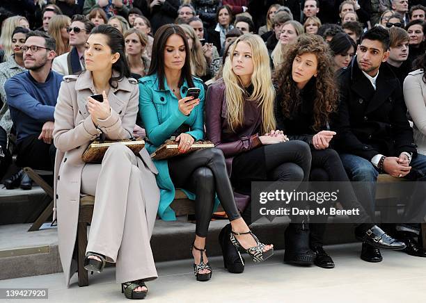 Giorgia Surina, Ebru Salli, Gabriella Wilde, Rae Morris and Amir Khan attend the Burberry Autumn Winter 2012 Womenswear Front Row during London...