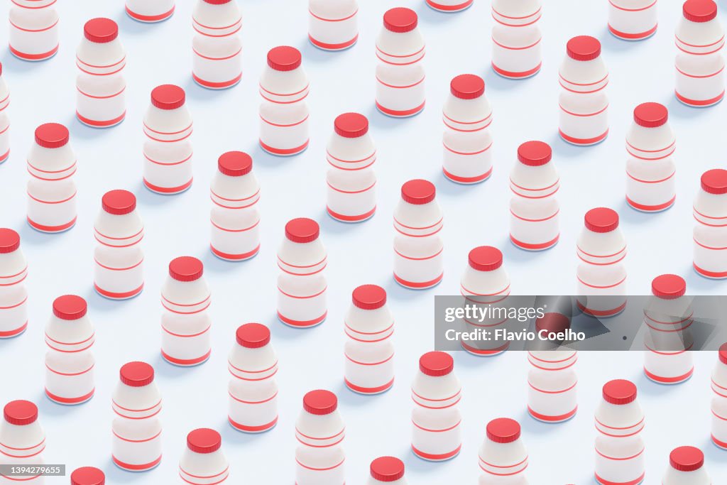 Probiotic milk beverage bottles with lactobacillus