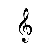 Treble clef on white background. Vector isolated illustration. Simple music key.