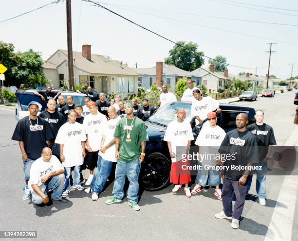 Rapper The Game and friends in July, 2004 in Compton, California.