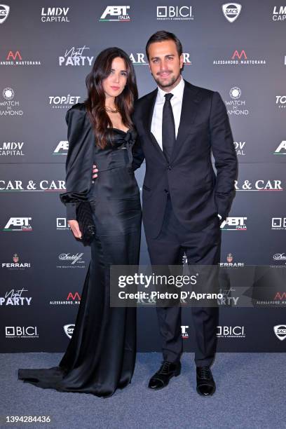 Giulia Urso and Marco Boriello attends the "Night Party" by Alessandro Martorana on April 28, 2022 in Milan, Italy.