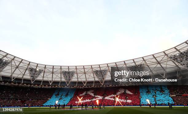 General view of the stadium ahead of the UEFA Europa League Semi Final Leg One match between West Ham United and Eintracht Frankfurt at Olympic...