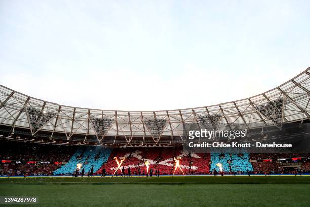 General view of the stadium ahead of the UEFA Europa League Semi Final Leg One match between West Ham United and Eintracht Frankfurt at Olympic...