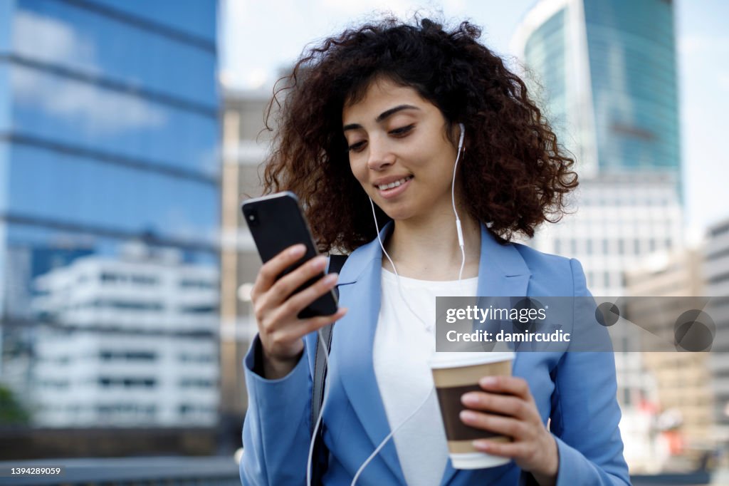 Young businesswoman communting to work