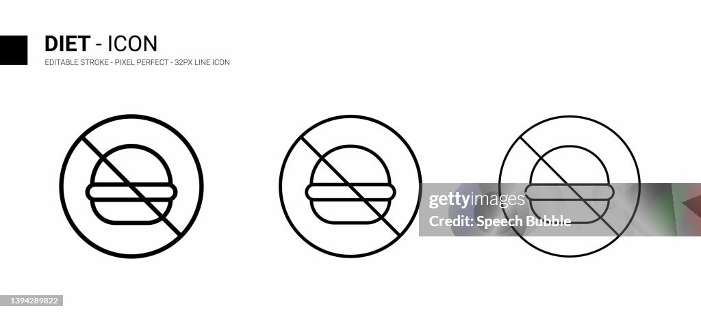 Diet Line Icon Design, Bearbeitbarer Strich, Pixel perfekt, Stock Illustration