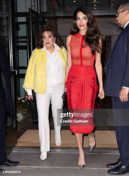 Amal Clooney and her mother Baria Alamuddin are seen on April 28, 2022 in New York City.